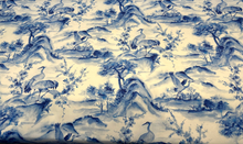  Nikita Egret Bird Blue White Drapery Upholstery Fabric 