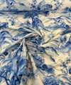 Nikita Egret Bird Blue White Drapery Upholstery Fabric 
