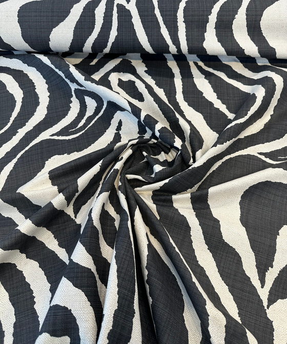 Sinkoku Zebra Black Linen Teflon Drapery Upholstery Fabric