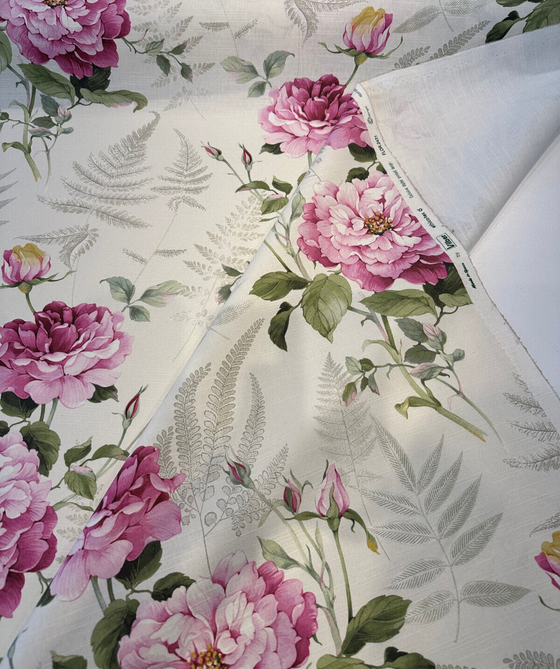 Classic Peony Floral Cotton Drapery Upholstery Vilber Fabric By The Yard