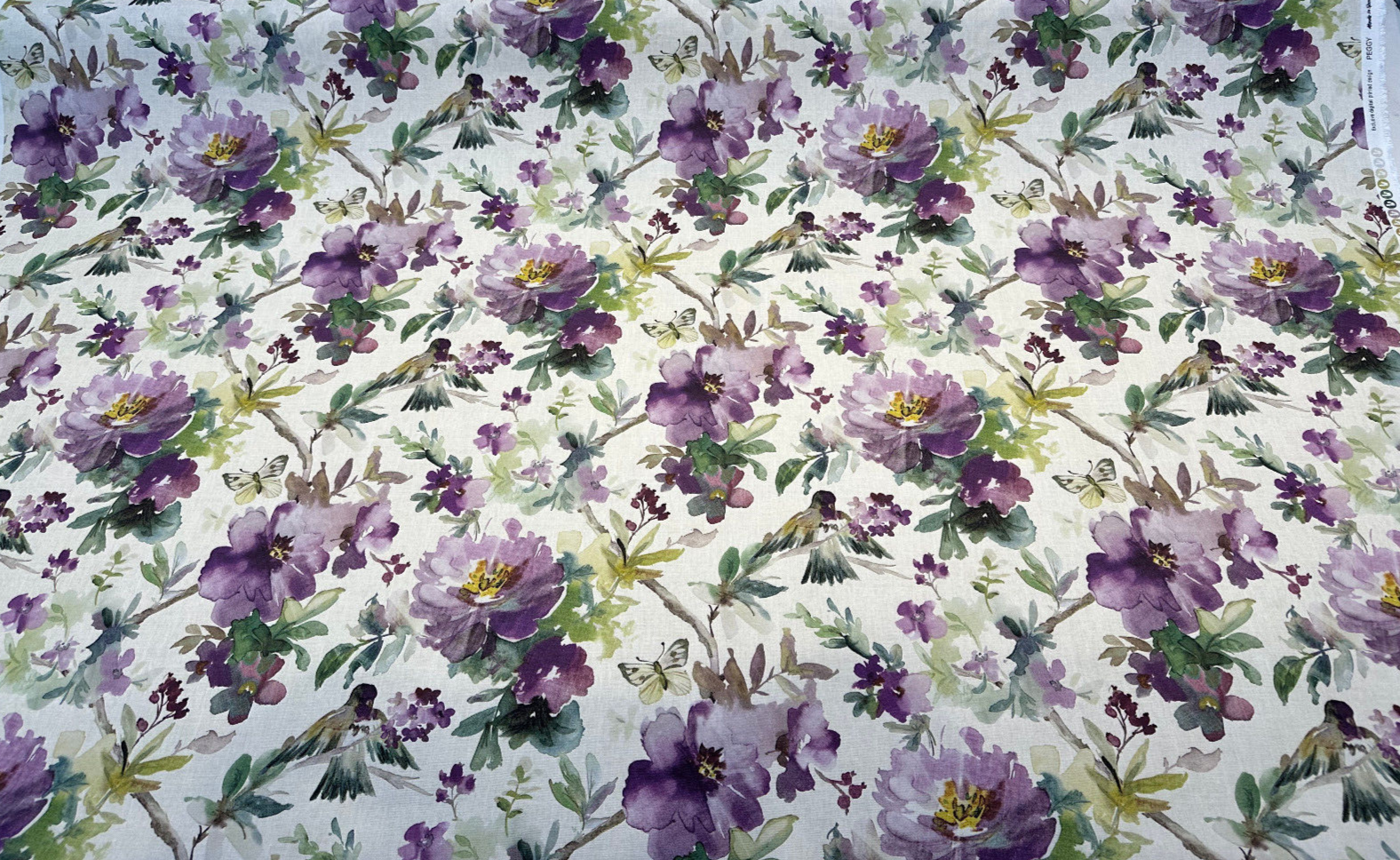 lavender flower fabric Floral Butterflies Peggy Cotton Lavender Drapery Upholstery Fabric By The Yard