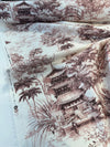 Traditional Nara Toile Cotton Drapery Upholstery Vilber Fabric 