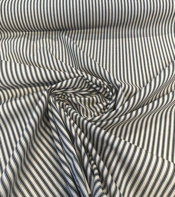Waverly Timeless Ticking Black Striped Cotton Fabric 