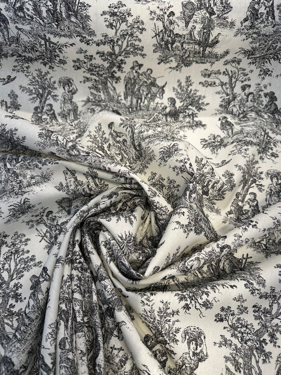 Waverly Toile Noir Black Charmed Rustic Life Fabric 
