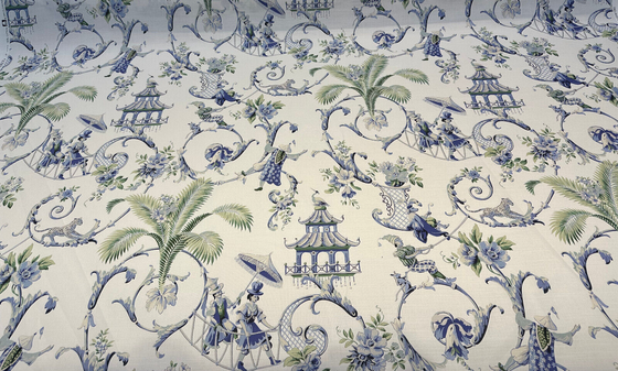 Waverly Mandarin Prose Blue Porcelain Drapery Upholstery Fabric