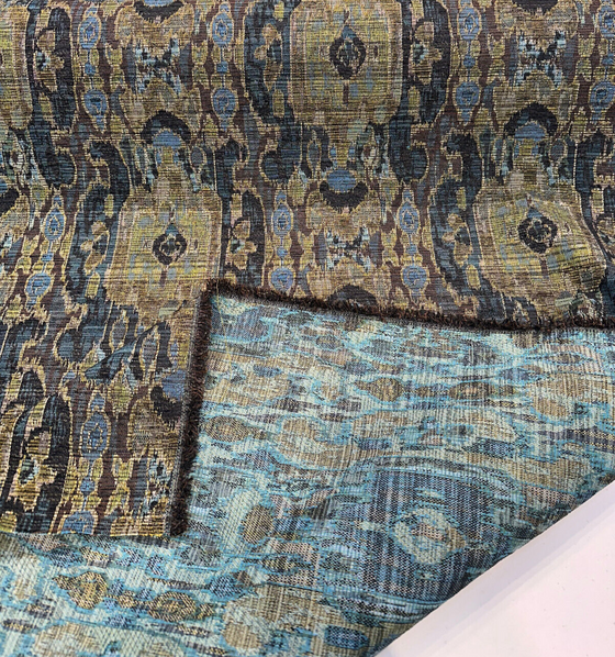 Upholstery Hindley Maja Aqua Mill Creek Latex Backed Chenille Fabric 