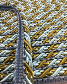  Light Blue with Olive Green Trim Rope with Gimp Drapery Upholstery By The Yard