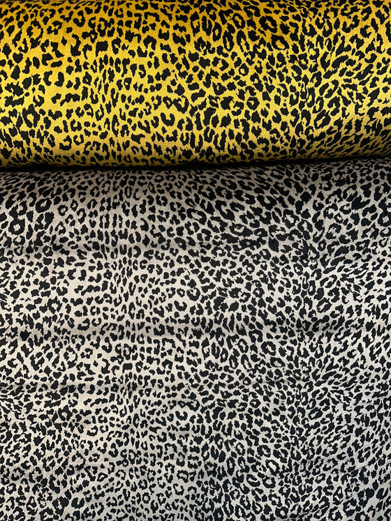 Jacquard Velvet Exotic Leopard Silver Black Heavy Upholstery Fabric By The Yard