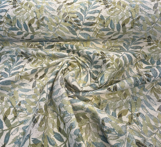 Upholstery Fanwood Leaves Aquamarine Swavelle Chenille Fabric 