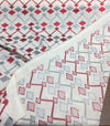 Fruits of the Gods Specialty Fabric Red and Grey Ikat Geometric Pattern Embroidered Upholstery Fabric by the yard