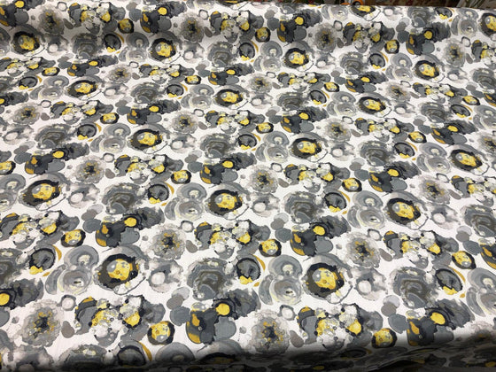 Splatter Yellow Charcoal Artist Drapery Upholstery Bartson Fabric by the yard