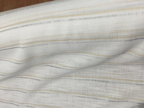 Salt and Birch Specialty Fabric - P Kaufmann Salt White Gold Byline Elegant  Sheer Fabric  By the yard
