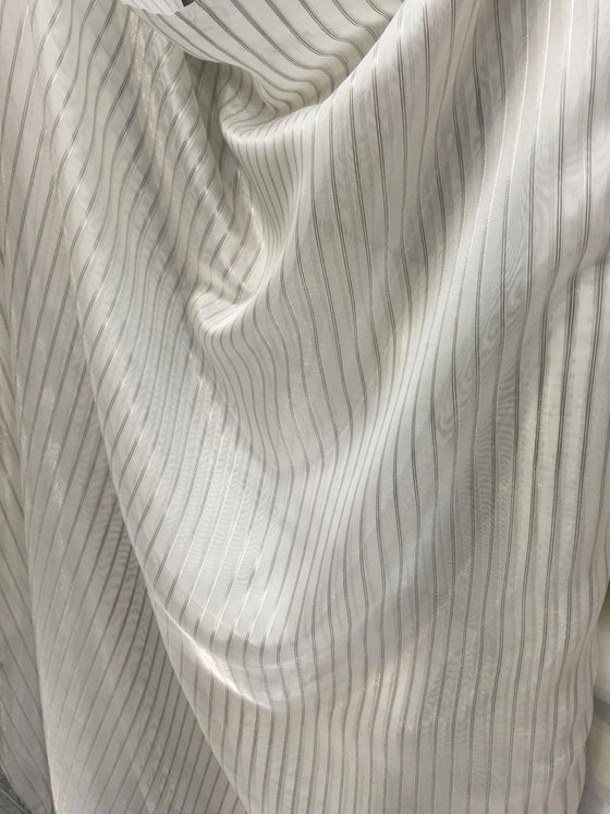P Kaufmann Crossing Elegant Silver Stripe Sheer fabric 120'' By the yard