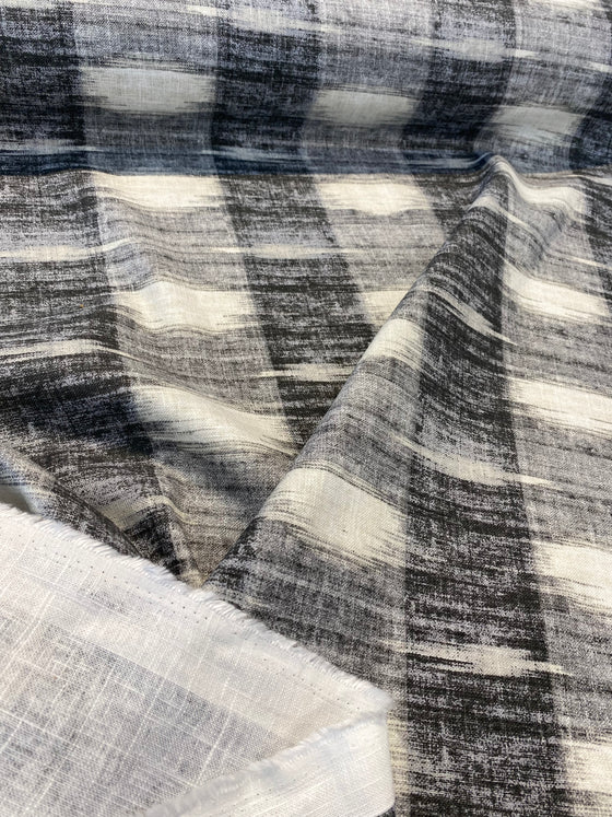 Waverly Sashika Linen Plaid Cinder Gray Black Fabric