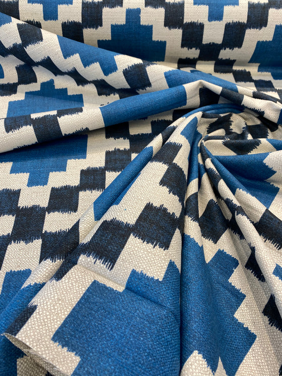 Paty Blue Bird Eye Linen Upholstery Teflon finish Fabric | Affordable Home Fabrics